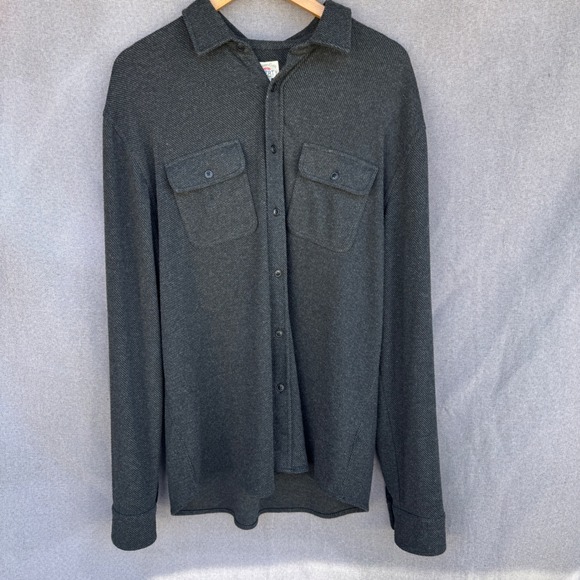 Faherty Other - Faherty Sweater Shirt XL Grey Mens Herringbone Knit Stretch Button Down